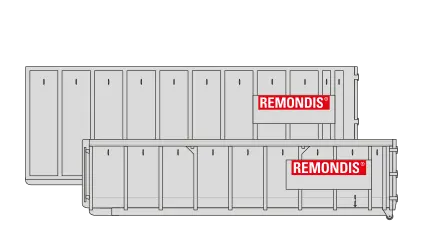 Asbestcontainer als Abrollkippermulde hoch